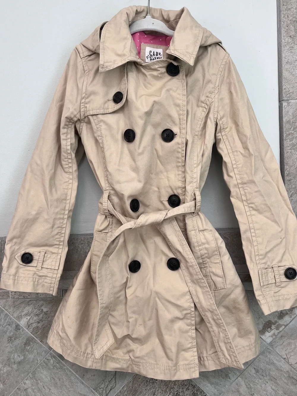 GAP Beige Double-Breasted Girls' Trench Coat